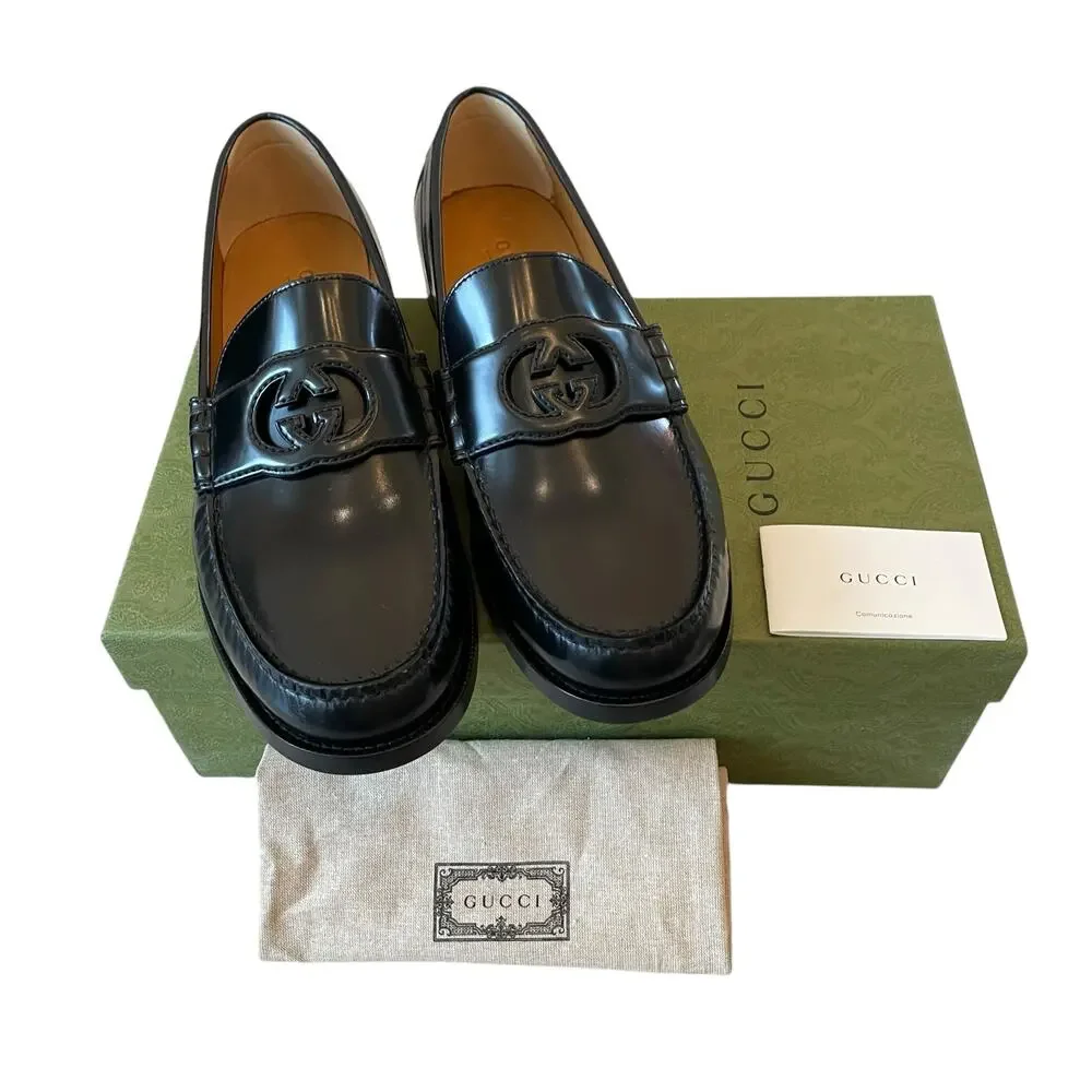 Gucci Interlocking G Loafer Millennial Ribot Black Mens 12 | US 12.5 New